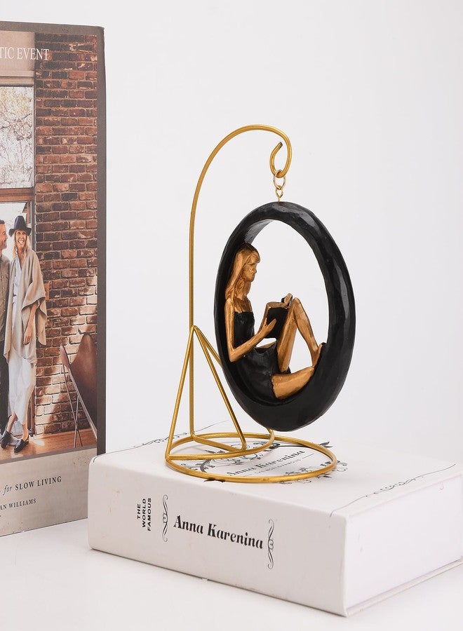 BRABUD Resin Yoga Girl Reading Book Statue Sitting in Circle Figurine Art Ornament Home Bookshelf Desk Library Office Decor Gift TQSHBS15 - Image 4